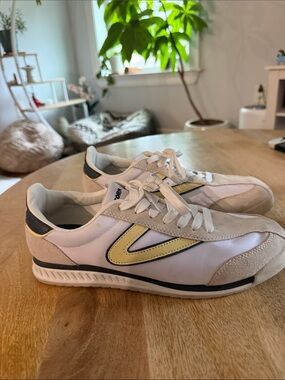 Unisex Tretorn Low-Profile Sneakers in White, Cream & Pale Yellow